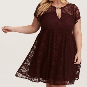 Torrid Burgundy Lace Mini Dress